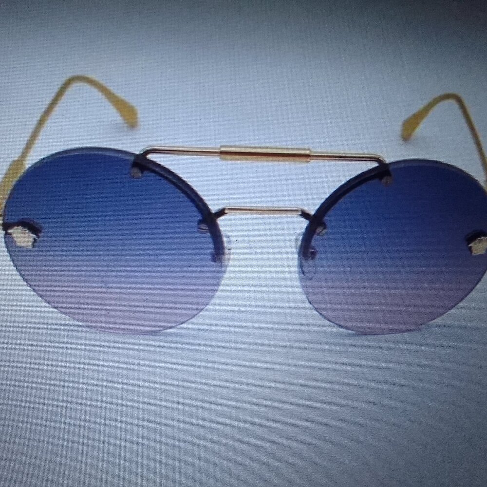 VERSACE vintage round gold/blue gradient red sunglasses, brand new
